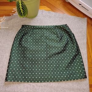 Forest Green Mini Skirt with Subtle Diamond Motif